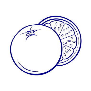 Bütünüyle Yarım Portakal 'ın İllüstrasyonu. Gıda Uygulamaları için Simge Bir Beyaz 'a İzole Edildi