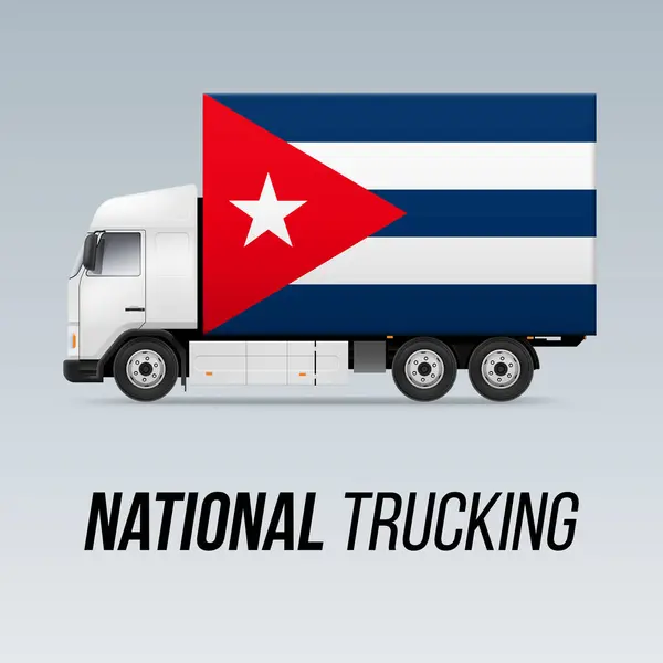 Symbol National Delivery Truck Flagą Kuby National Trucking Ikona Flaga — Wektor stockowy