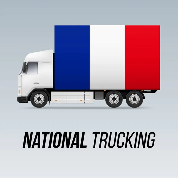 Symbol National Delivery Truck Flagą Francji National Trucking Ikona Flaga — Wektor stockowy