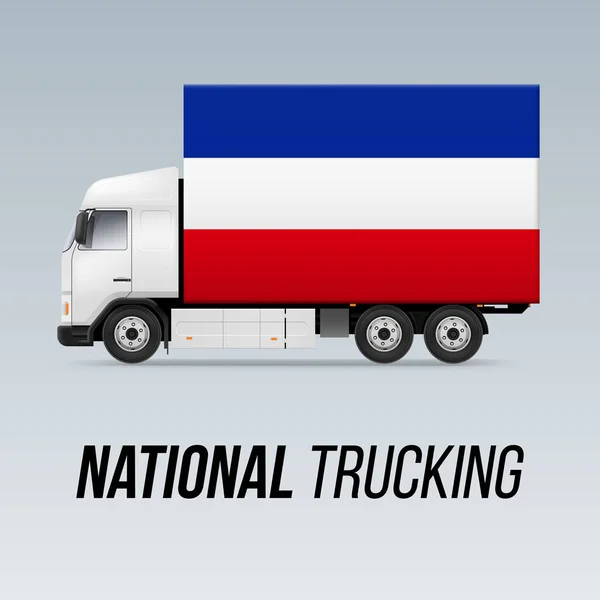 Symbol National Delivery Truck Flagą Jugosławii Narodowa Ikona Ciężarówki Flaga — Wektor stockowy