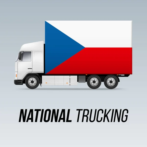 Symbol National Delivery Truck Flagą Republiki Czeskiej Krajowa Ikona Ciężarówki — Wektor stockowy