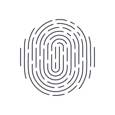 Soyut Yuvarlak Biyometrik Parmak İzi Tarayıcı Simgesi Beyazdaki Basit Güvenlik Kimliği için Detaylandırıldı
