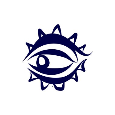 Soyut İnsan Gözü Simgesi. Beyaz Arka plan 'da izole edilmiş. Dövme için çizim, hippi tişörtü tasarımı, antika tarzı posterler