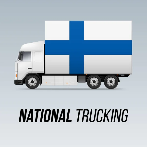 Символ Національної Вантажівки Прапором Фінляндії Національна Ікона Вантажоперевезень Прапор Фінляндії — стоковий вектор