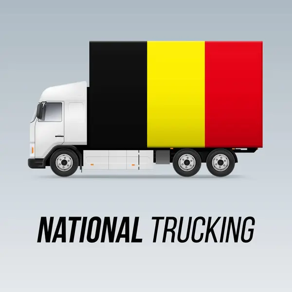 Símbolo Caminhão Entrega Nacional Com Bandeira Bélgica Ícone Nacional Camionagem —  Vetores de Stock