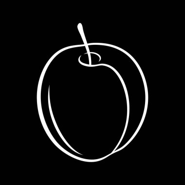 Sulu Biçimli Erik Meyvesi 'nin İllüstrasyonu. Tahtada Dekoratif Retro Tarz Tarım Ürünleri Restoran Menüsü