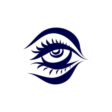 Soyut İnsan Gözü Simgesi. Beyaz Arka plan 'da izole edilmiş. Dövme çizimi, hippi tişörtü tasarımı. Yetişkinler için Renklendirme Kitabı