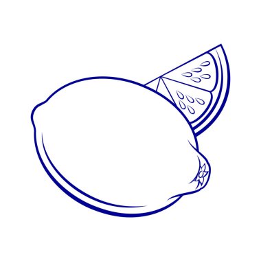 Biçimlendirilmiş Tam ve Dilimlenmiş Limon. Gıda Uygulamaları için Simge Bir Beyaz 'a İzole Edildi