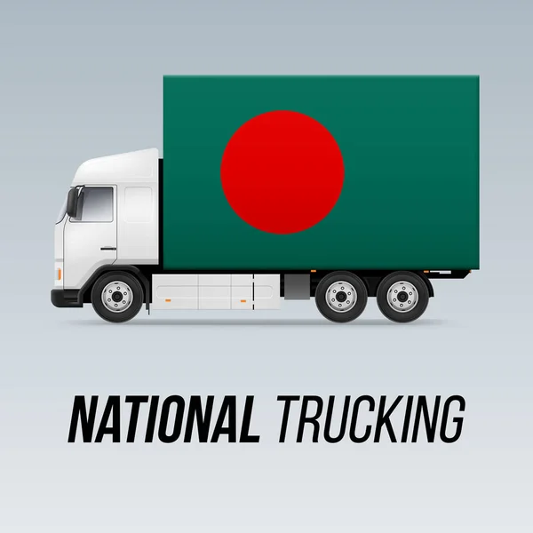 Символ Національної Вантажівки Прапором Бангладеш Національна Ікона Вантажоперевезень Прапор Бангладеш — стоковий вектор