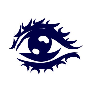 Soyut İnsan Gözü Simgesi. Beyaz Arka plan 'da izole edilmiş. Dövme için eskiz, Vintage tarzı posterler. Yetişkinler için Renklendirme Kitabı