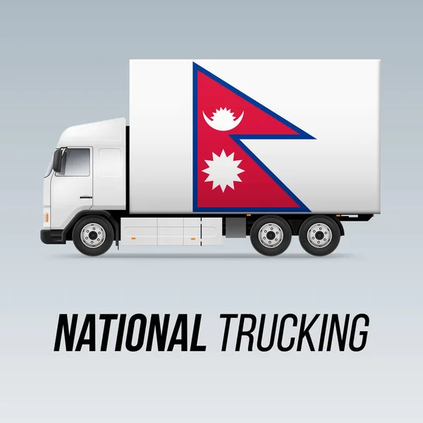 Символ Національної Вантажівки Прапором Непалу Національна Ікона Вантажоперевезень Непальський Прапор — стоковий вектор