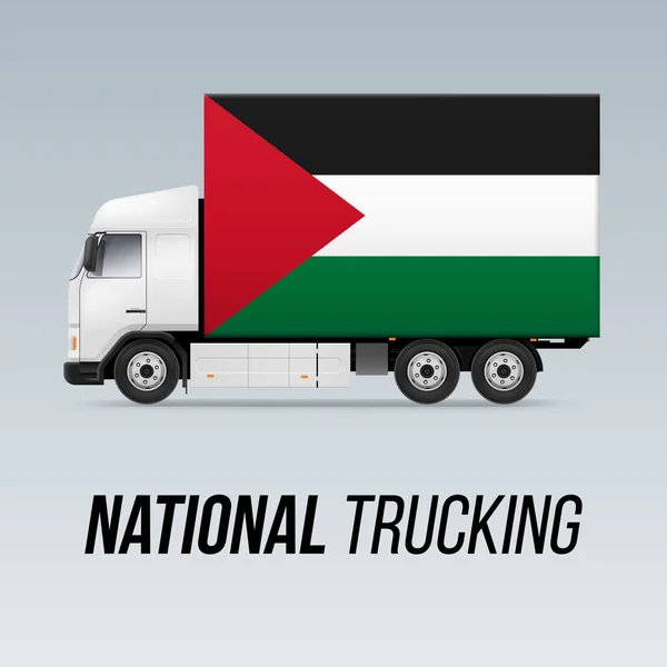 Символ Національної Вантажівки Прапором Палестини Національна Ікона Вантажоперевезень Палестинський Прапор — стоковий вектор