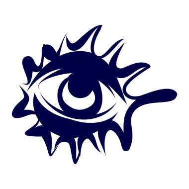 Beyaz Arkaplanda Soyut İnsan Gözü Simgesi. Dövme çizimi, hippi tişörtü tasarımı, klasik tarz posterler. Yetişkinler için Renklendirme Kitabı