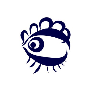 Beyaz Arkaplanda İnsan Gözü Simgesi. Dövme çizimi, hippi tişörtü tasarımı. Yetişkinler için Renklendirme Kitabı