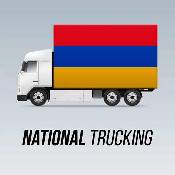 Symbol National Delivery Truck Flagą Armenii Krajowa Ikona Ciężarówki Flaga — Wektor stockowy