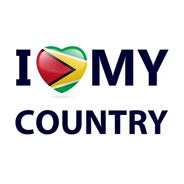 Hjärta Med Guyanesiska Flaggan Färger Jag Älskar Mitt Land Guyana — Stock vektor