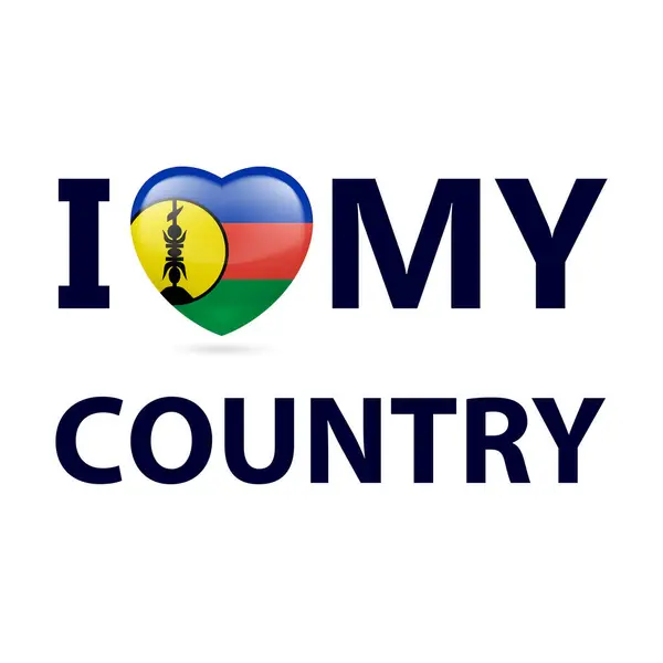 Ich Liebe Mein Land Neukaledonien Herz Mit Fahnenmotiv — Stockvektor