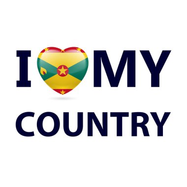 Ülkemi seviyorum, Grenada. Bayrak dizaynlı kalp