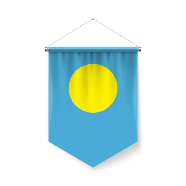 Vertikale Flagge Von Palau Als Symbol Auf Weiß Mit Schatteneffekten lizenzfreie Stockillustrationen