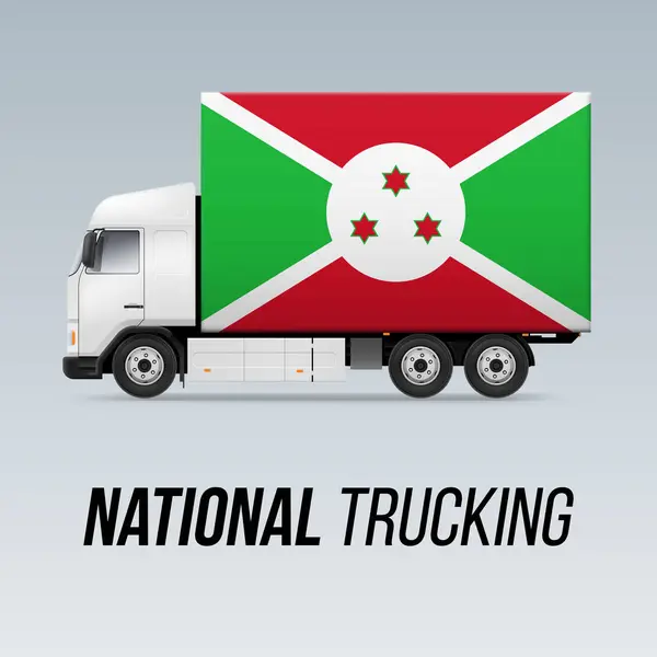Symbol National Delivery Truck Flagą Burundi Krajowa Ikona Ciężarówki Flaga — Wektor stockowy