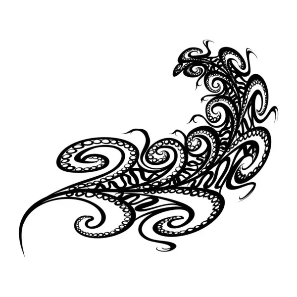 Черный Контур Бохо Бохо Птичье Перо Ручные Рисованные Каракули Стиль — стоковый вектор