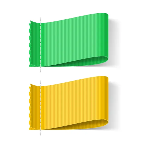 Зелёная Желтая Маркировка Одежды Белом Фоне Сшивание Тканей Одежды Реалистичные Стоковая Иллюстрация