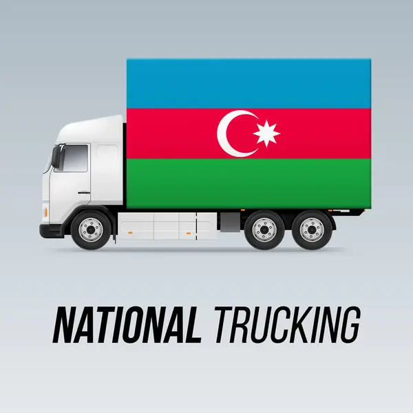 Szimbóluma National Delivery Truck Zászlóval Azerbajdzsán Nemzeti Teherfuvarozási Ikon Azerbajdzsáni Stock Vektor