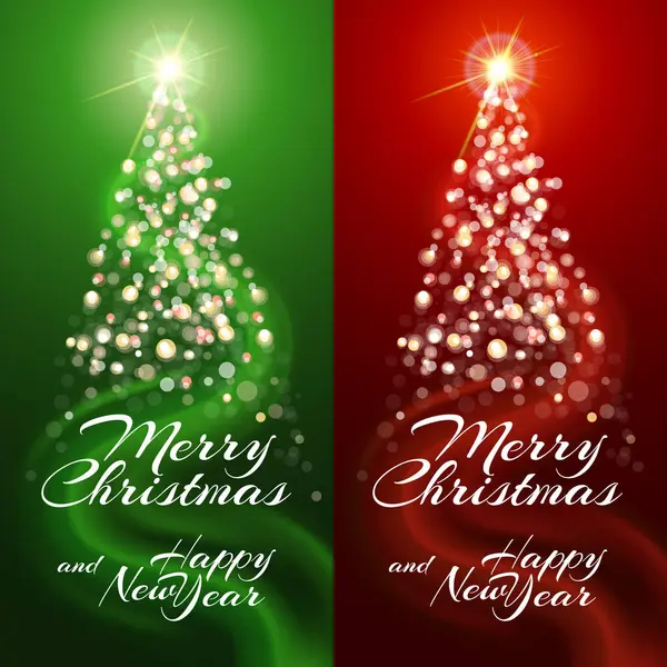 Christmas Tree Yellow Sparks Stars Glitter Special Light Effect Šumivé — Stockový vektor
