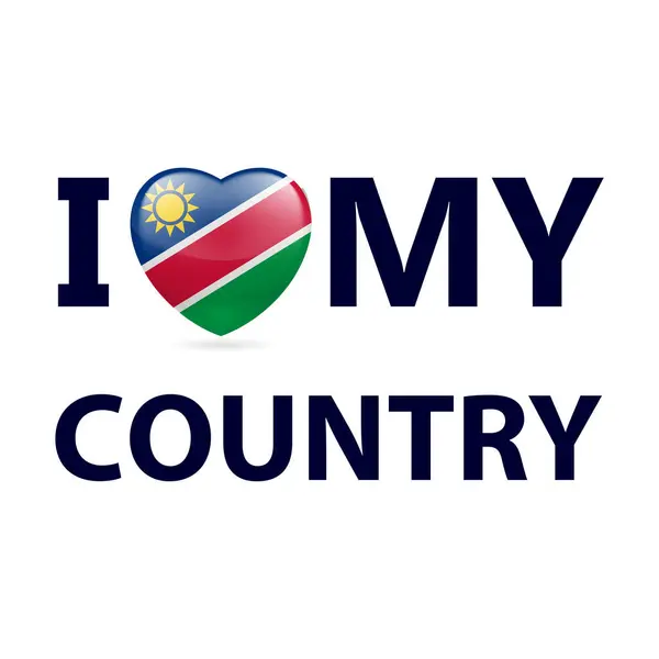Szív Namíbiai Zászlószínekkel Szeretem Országom Namíbia Stock Illusztrációk