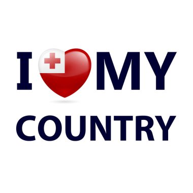 Heart with Tongan flag colors. I Love My Country - Tonga clipart