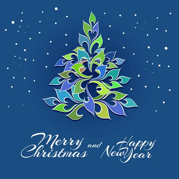 Αφηρημένο Μοτίβο Σχήμα Χριστουγεννιάτικου Δέντρου Απομονωμένο Μπλε Φόντο Δείγμα Της Διανυσματικά Γραφικά