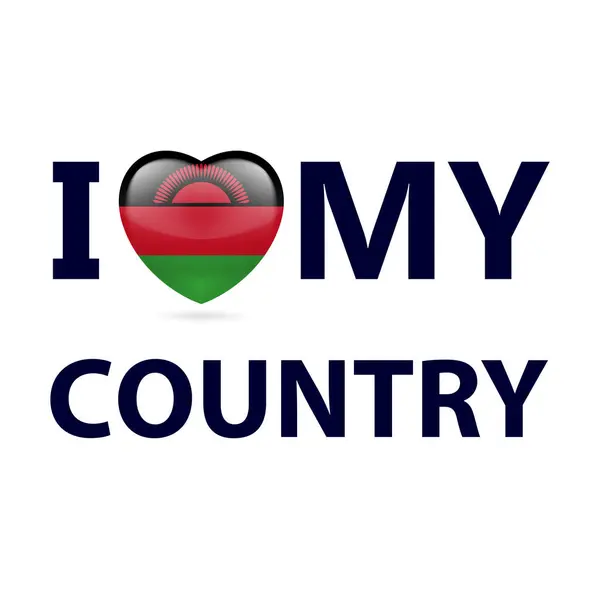 Szív Malawiai Zászlószínekkel Szeretem Országom Malawi Jogdíjmentes Stock Illusztrációk