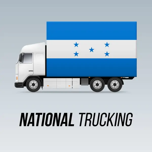 Symbool Van Nationale Levering Vrachtwagen Met Vlag Van Honduras Nationale Stockvector