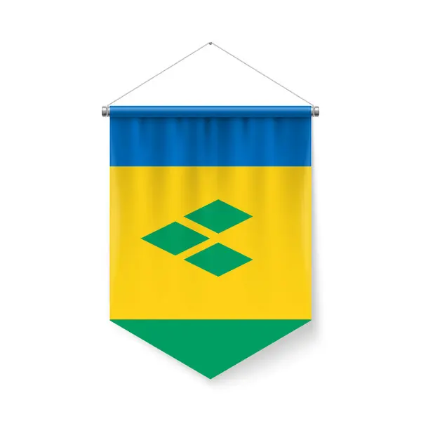 Вертикальний Прапор Сент Вінсент Гренадини Ікона Білому Тлі Тіньовими Ефектами Векторна Графіка