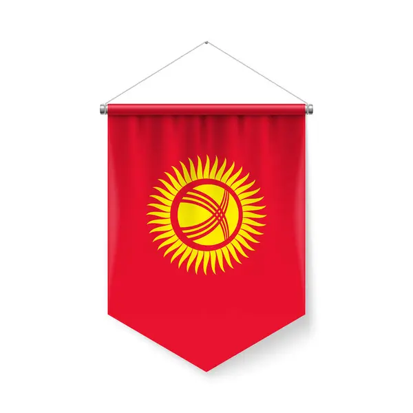 Vertikala Vimpel Flagga Kirgizistan Som Ikon Vit Med Skuggeffekter Patriotiska Stockvektor