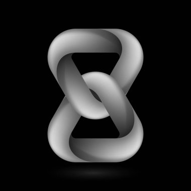 Geometrik Torus Düğümü 'nün Soyut Modeli. Siyah Arkaplan Üzerine Bilim, Dijital veya Biyolojik Tasarım Çizimi