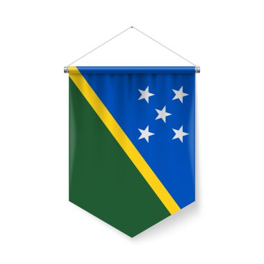 Solomon Adaları 'nın Dikey Pennant Bayrağı Gölge Efektleri ile Beyaz Arkaplanda Simge Olarak. Resmi Renk Şeması Vatanseverlik İşareti, Falg Tasarımı