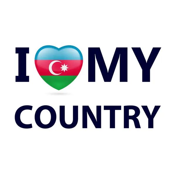 Szív Azerbajdzsáni Zászlószínekkel Szeretem Országom Azerbajdzsán Stock Vektor