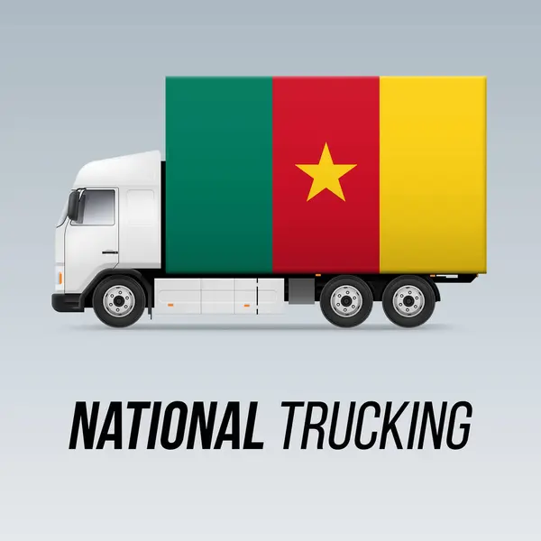 Símbolo Camión Reparto Nacional Con Bandera Camerún Icono Nacional Camiones Vector De Stock