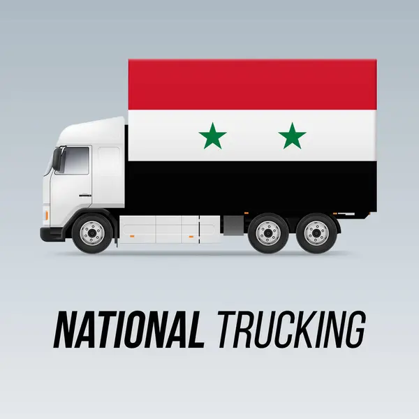 Symbol National Delivery Truck Flagą Syrii Narodowa Ikona Ciężarówki Flaga Wektory Stockowe bez tantiem