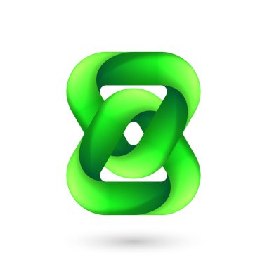 Abstract Green Model of Geometric Torus Knot Object. Illustration for Science, Digital or Biological Design on White Background