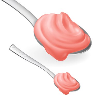 Yoğurtlu çay kaşığı kremalı kaşık ya da sağlıklı pişirme, pişirme ve şekerlemeler için ekşi krema. Gerçekçi Biçim Trend Modern Foodie Logotype Grafik Basit Tasarım Elemanı