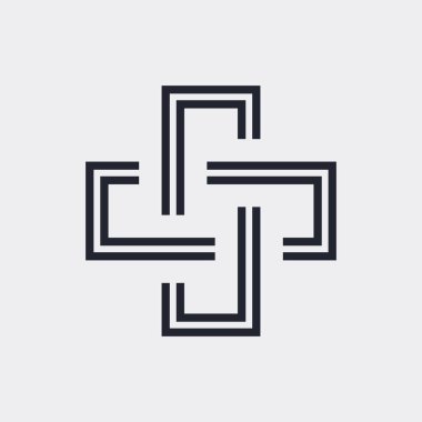 Karmaşık Geometrik Çağdaş Element. İşletme İşletmeleri için Logo Tasarımı. Gri Arkaplanda Çapraz Şekilde Birleştirilmiş Rakamlar