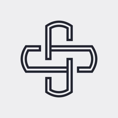 Karmaşık Geometrik Çağdaş Element. İşletme İşletmeleri için Logo Tasarımı. Web siteleri, Mobil Uygulamalar veya Gri Arkaplan Bilgisi Grafikleri için Özet Birleştirilmiş Rakamlar