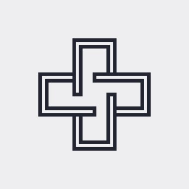 Karmaşık Geometrik Çağdaş Element. İşletme İşletmeleri için Logo Tasarımı. Web Tasarımı, Mobil Uygulama veya Gri Arkaplanda Bilgi Grafikleri için Özet Birleştirilmiş Rakamlar