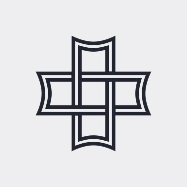 Karmaşık Geometrik Çağdaş Element. İşletme İşletmeleri için Logo Tasarımı. Web Tasarımı, Mobil Uygulama veya Gri Arkaplanda Bilgi Grafikleri için Özet Birleştirilmiş Rakamlar