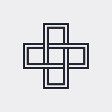 Karmaşık Geometrik Çağdaş Element. İşletme İşletmeleri için Logo Tasarımı. Web siteleri, Web Tasarımı, Mobil Uygulama veya Gri Arkaplan Üzerine Bilgi Grafikleri için Özet Birleştirilmiş Rakamlar