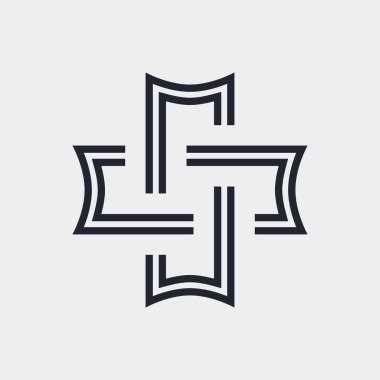 Karmaşık Geometrik Çağdaş Element. İşletme İşletmeleri için Logo Tasarımı. Web siteleri, Web Tasarımı veya Gri Grafikler için Özet Birleştirilmiş Rakamlar