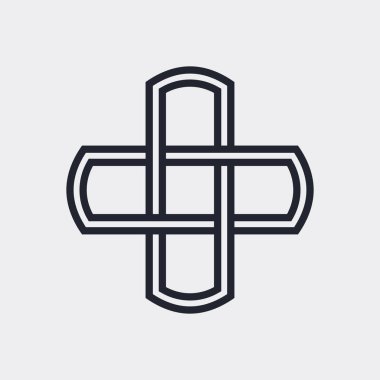 Karmaşık Geometrik Çağdaş Element. Markanızın Logosu, Endüstri Yayınları veya Teknik Konular. Soyut Birleştirilmiş Rakamlar Gri Arkaplanda İzole Edildi
