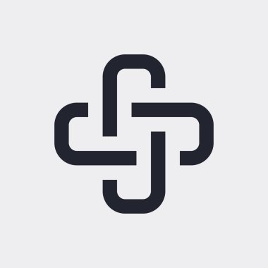 Karmaşık Geometrik Çağdaş Element. İşletme İşletmeleri için Logo Tasarımı. Gri Arkaplanda Soyut Birleştirilmiş Rakamlar